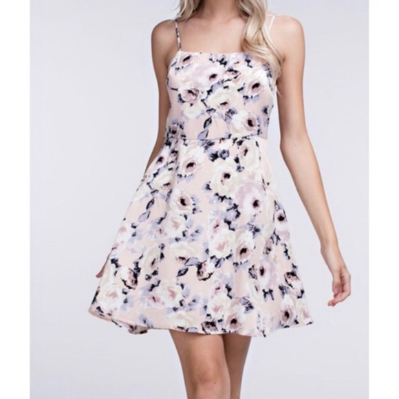 Blush Pink Floral Mini Dressπ - Picture 5 of 8